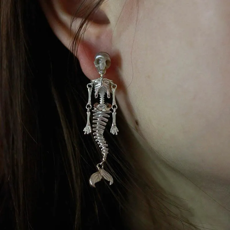 Bunny & Mermaid Pearl Skull Removable Earrings