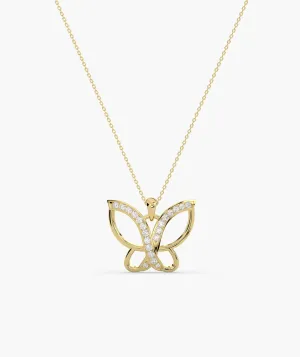 Butterfly Pendant with Diamond Accents