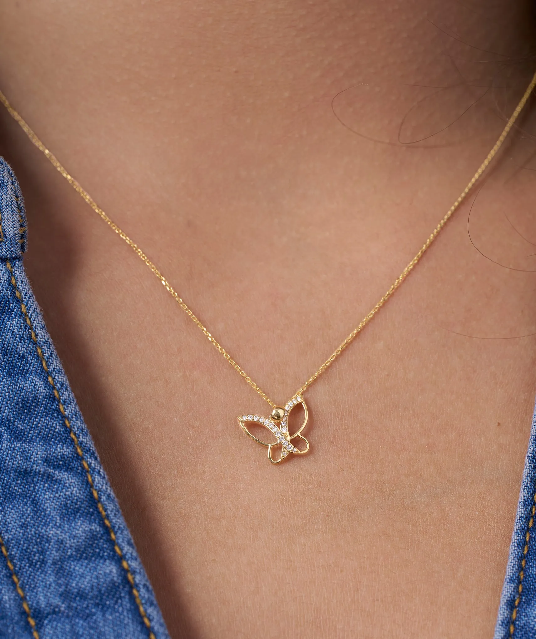 Butterfly Pendant with Diamond Accents
