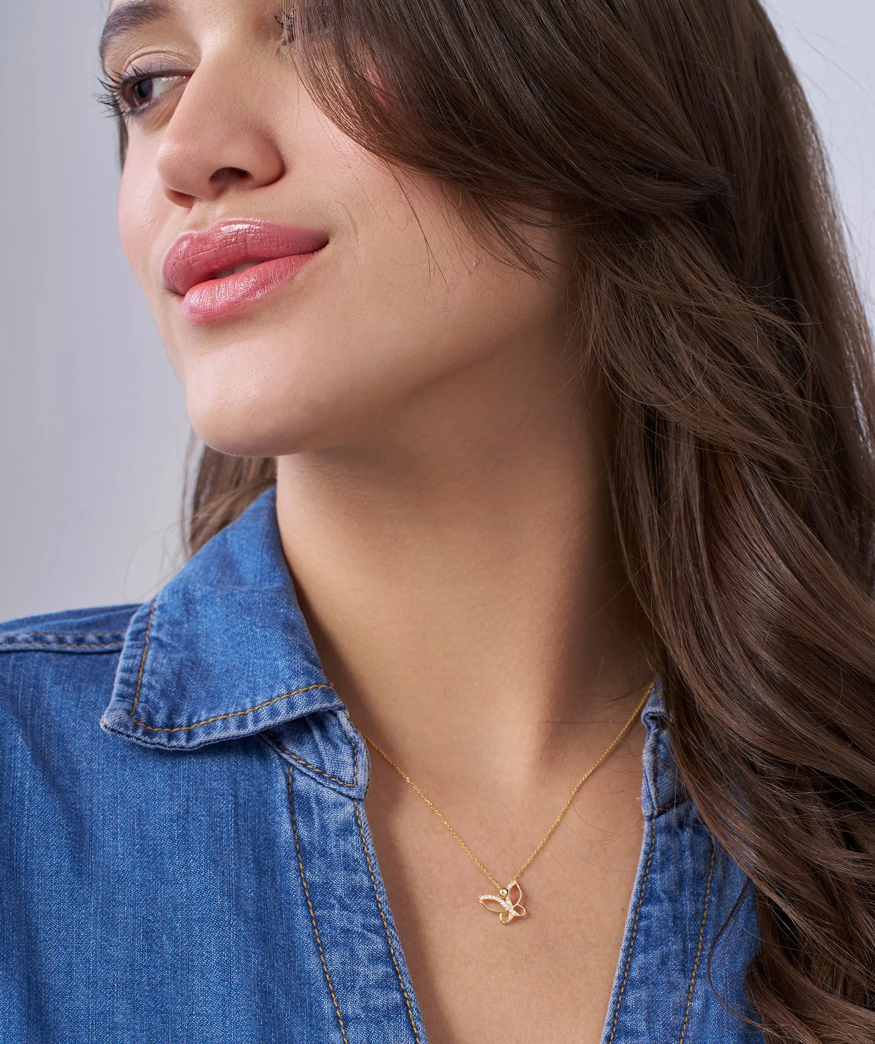 Butterfly Pendant with Diamond Accents