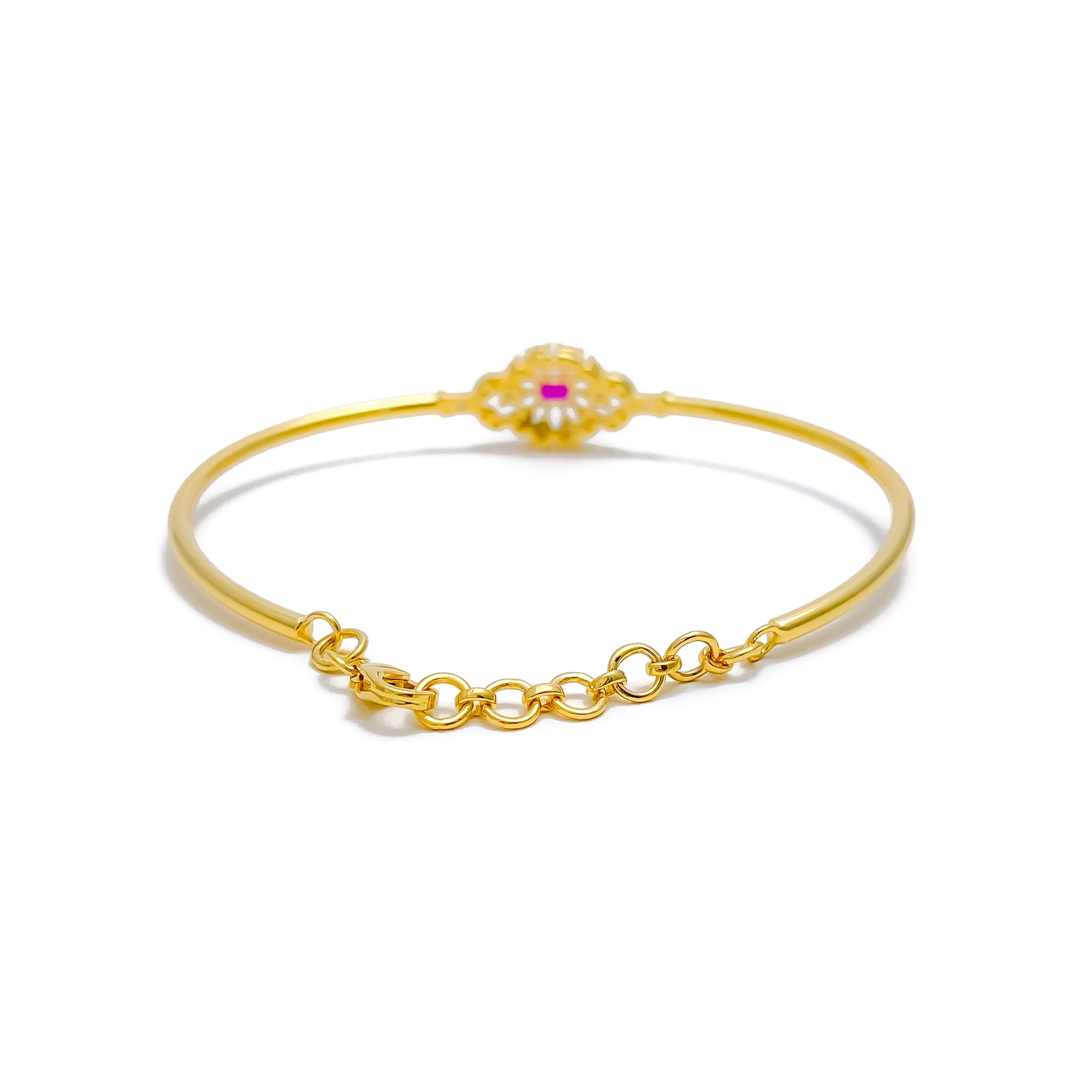 Captivating Timeless Floral Diamond   18k Gold Bangle Bracelet