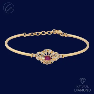 Captivating Timeless Floral Diamond   18k Gold Bangle Bracelet