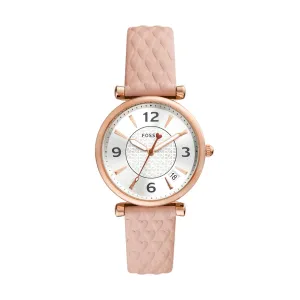 Carlie Three-Hand Date Blush Leather Watch