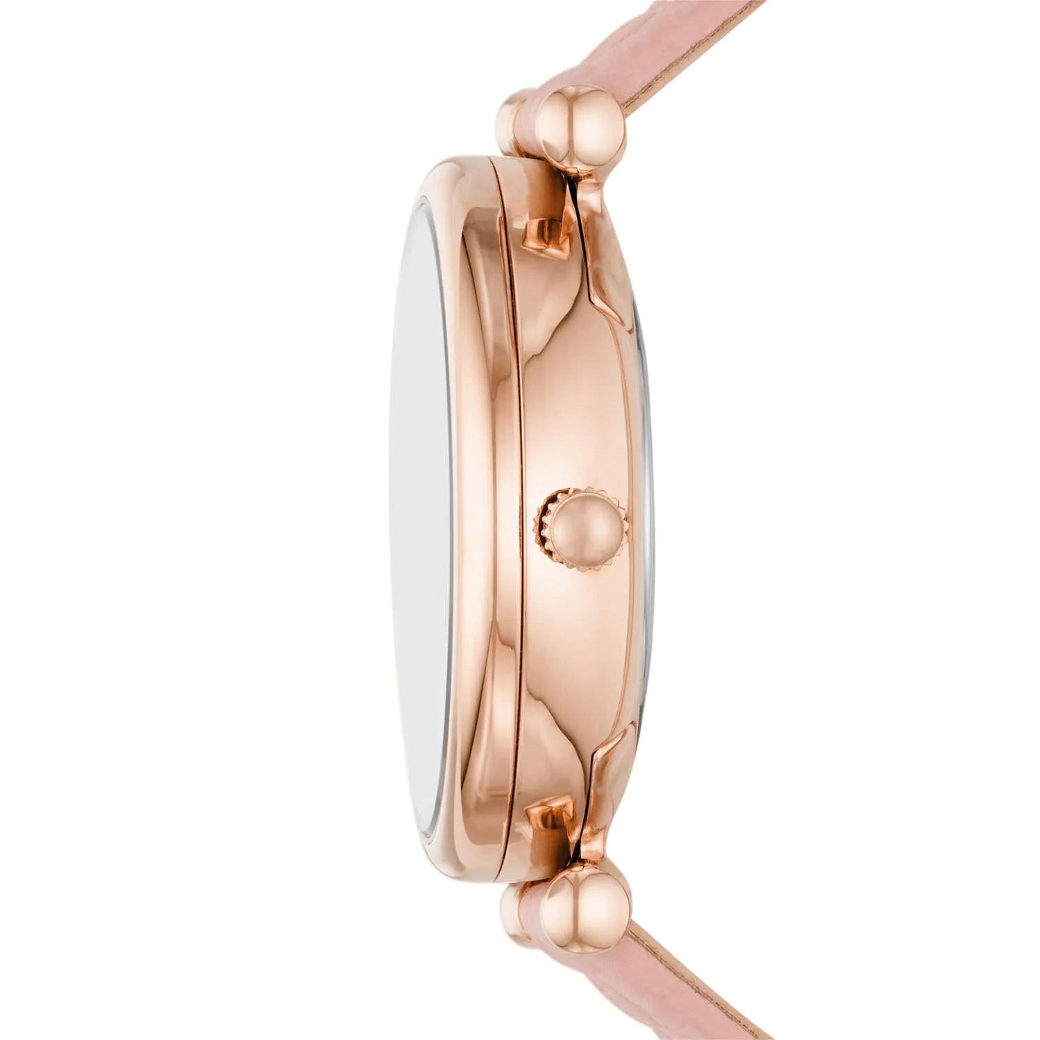Carlie Three-Hand Date Blush Leather Watch