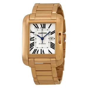 Cartier Tank Anglaise Silver Dial 18kt Rose Gold Ladies Watch W5310003