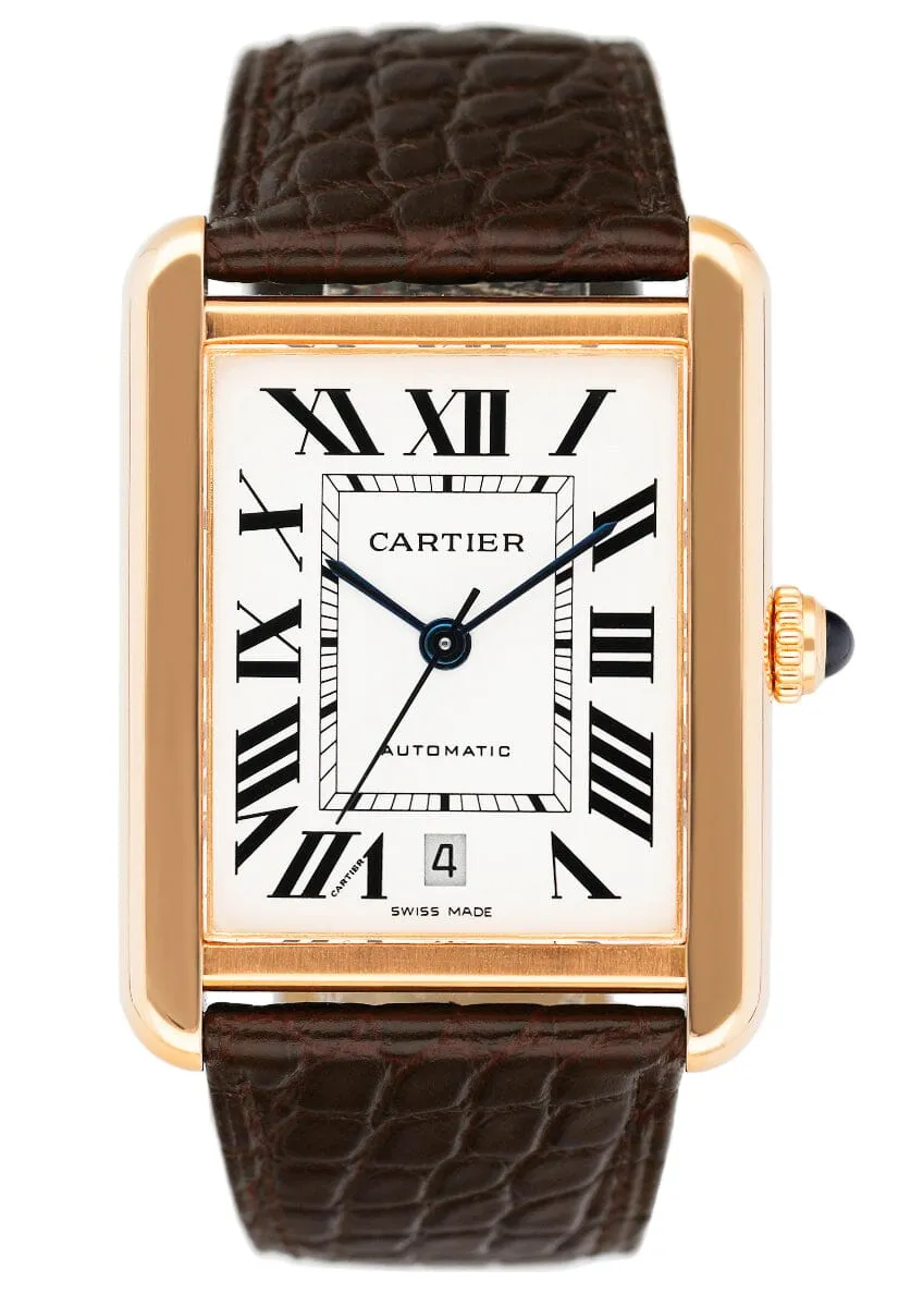 Cartier Tank Solo XL W5200026 18K Rose Gold Mens Watch Box Papers