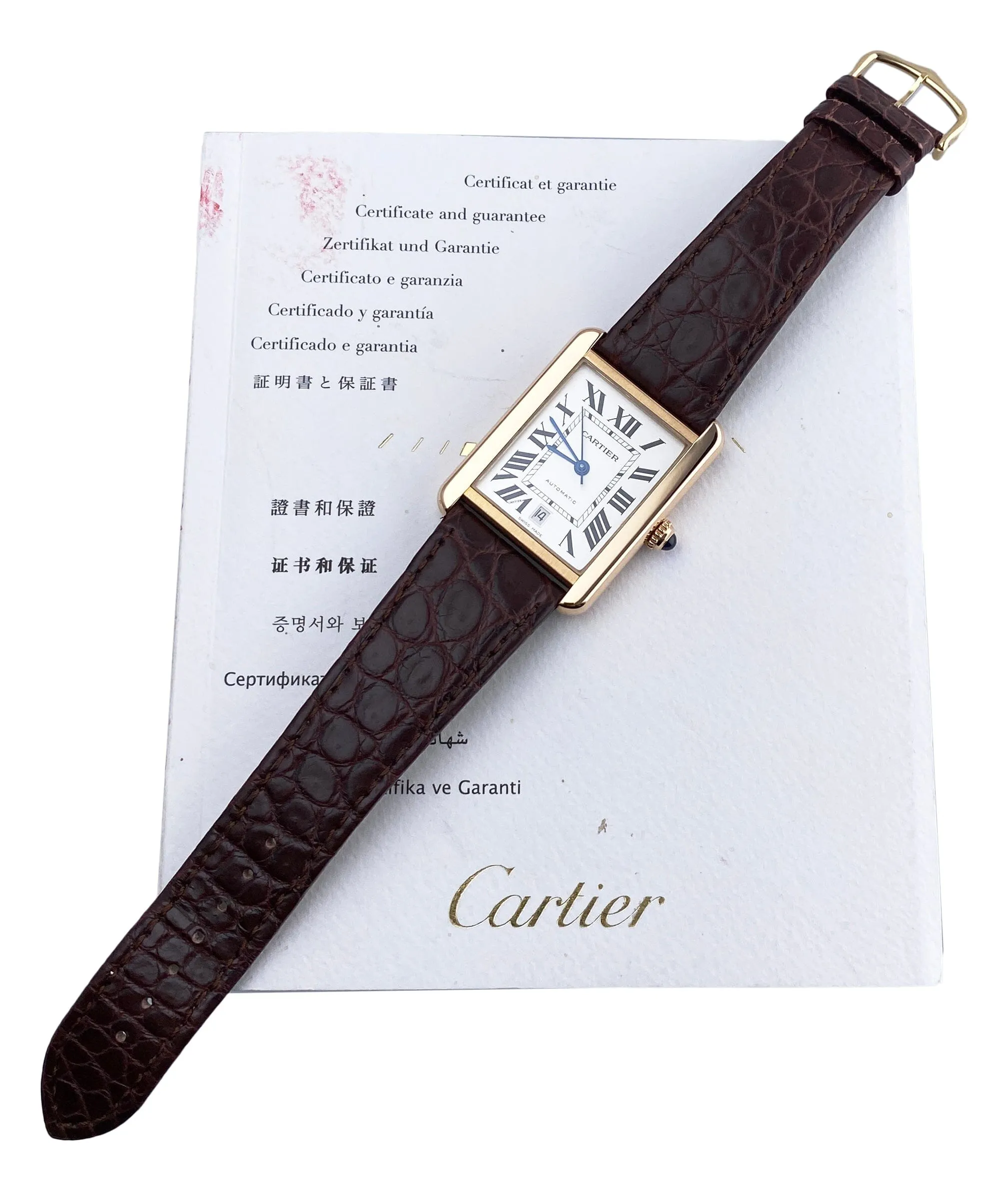 Cartier Tank Solo XL W5200026 18K Rose Gold Mens Watch Box Papers