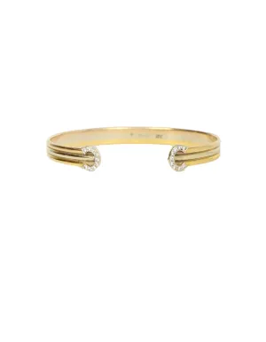 Cartier Vintage Tricolor 18K Gold Trinity Diamond C de Cartier Cuff Bracelet