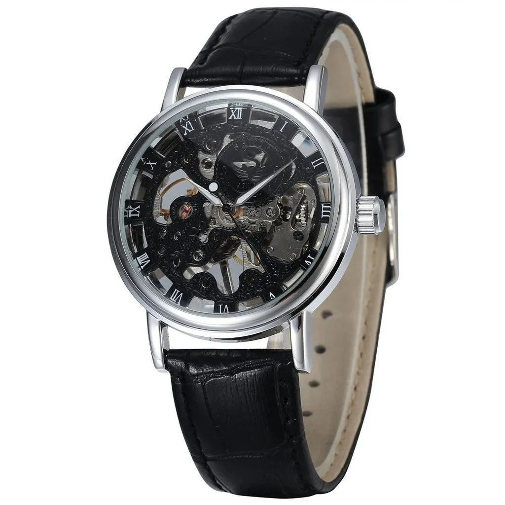 Casual New Fashion SEWOR Brand Skeleton Men Male Military Army Clock Classic Luxury Gold Mechanical Hand Wind Wrist Watch Gift