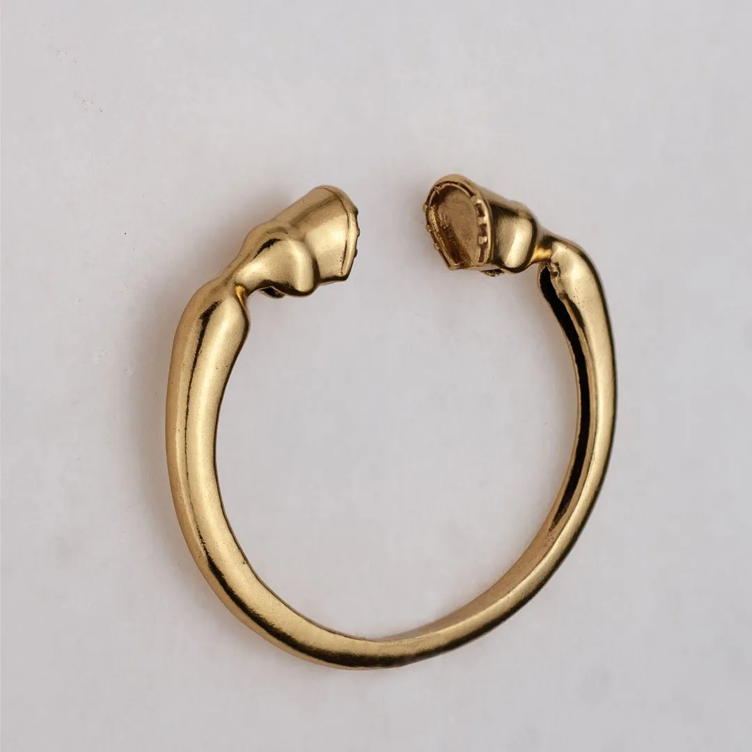 Cavallo -  Authentic Horse Hoof 14K Gold on Brass Cuff Bracelet