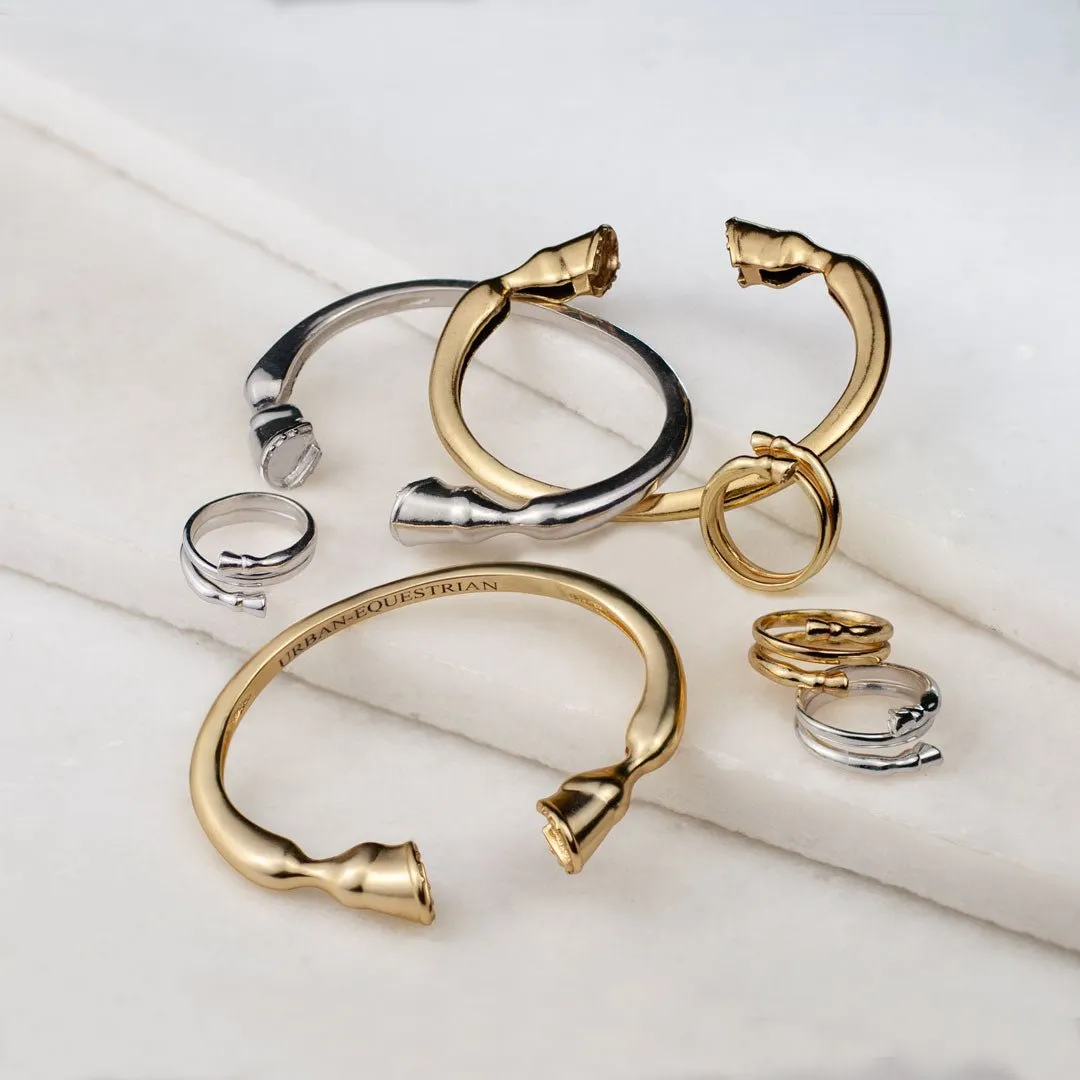Cavallo -  Authentic Horse Hoof 14K Gold on Brass Cuff Bracelet