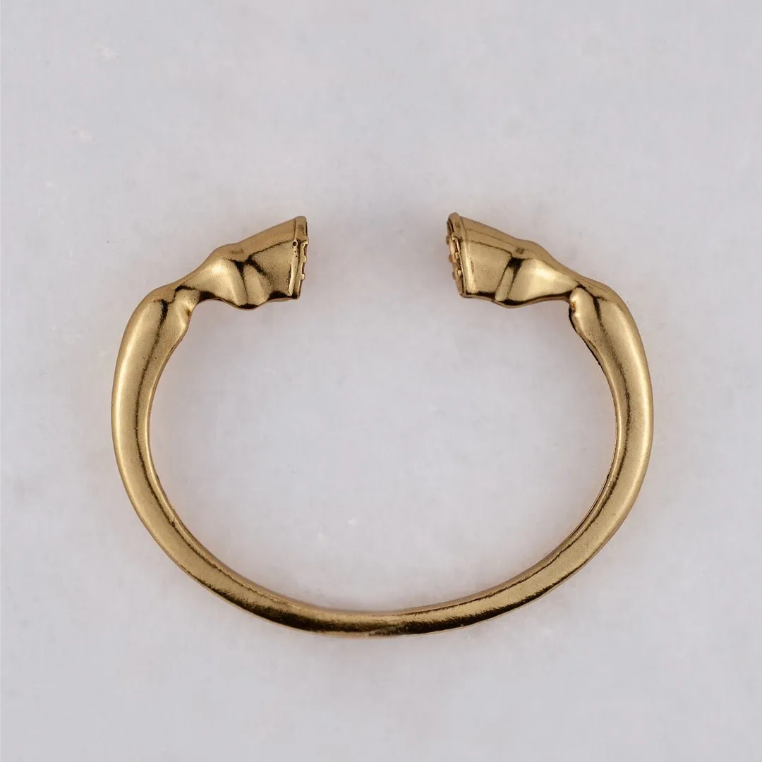 Cavallo -  Authentic Horse Hoof 14K Gold on Brass Cuff Bracelet