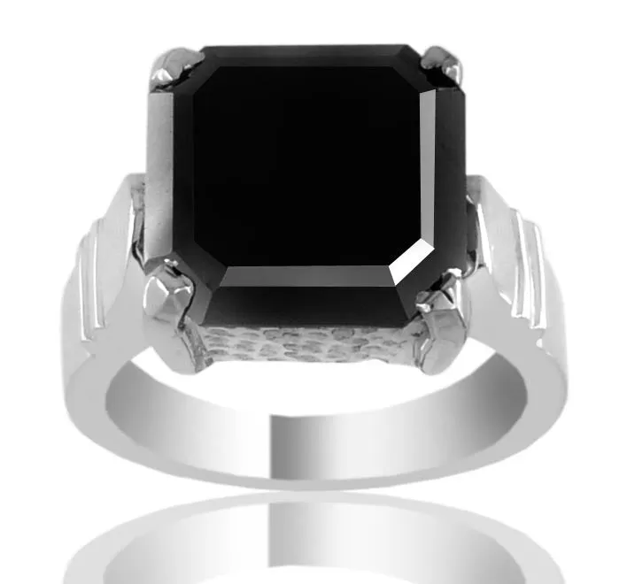 Certified 5 Ct Stunning Black Diamond Men's Rings in 925 Silver, Latest Design & Great Shine