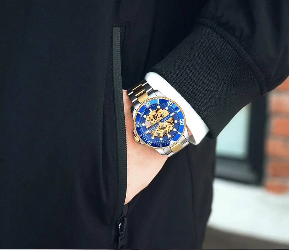 CHENXI Men Golden Stainless Steel Watches Fashion Automatic Mechanical Watch Male Luminous hands Clocks 30M Waterproof Watch