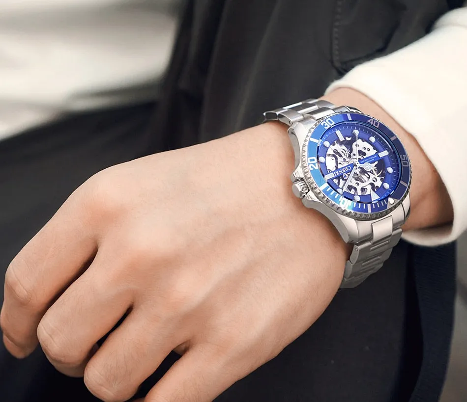 CHENXI Men Golden Stainless Steel Watches Fashion Automatic Mechanical Watch Male Luminous hands Clocks 30M Waterproof Watch