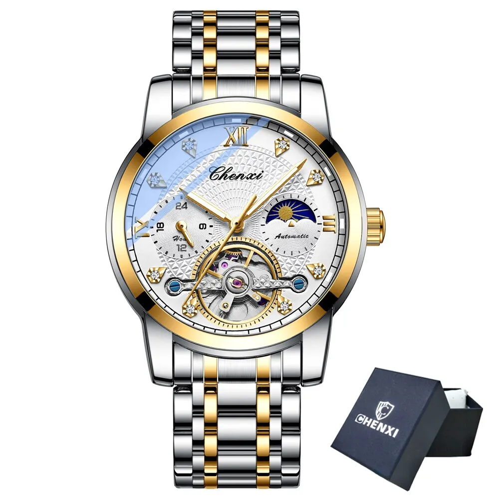 CHENXI New Automatic Date Mens Quartz Watches Business Waterproof Luxury Stainless Steel Watch for Men Fashion Machinery Clcok