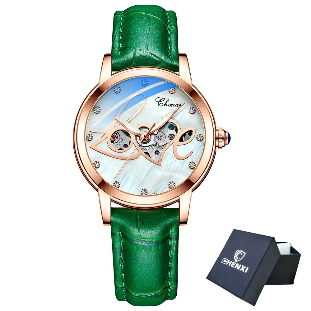 CHENXI New Luxury Brand Women Mechanical Watch Skeleton Fashion Stainless Steel Waterproof Automatic Watches For Ladies