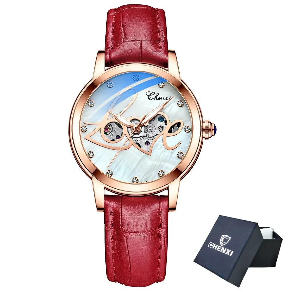 CHENXI New Luxury Brand Women Mechanical Watch Skeleton Fashion Stainless Steel Waterproof Automatic Watches For Ladies