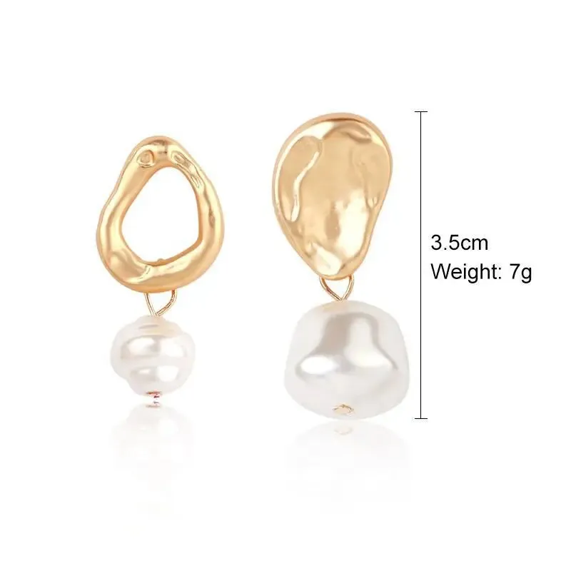 Circle Earrings For Women Vintage Punk Baroque Pearl Earrings Stainless Steel Ear Clip Women Jewelry Imitation Pearl