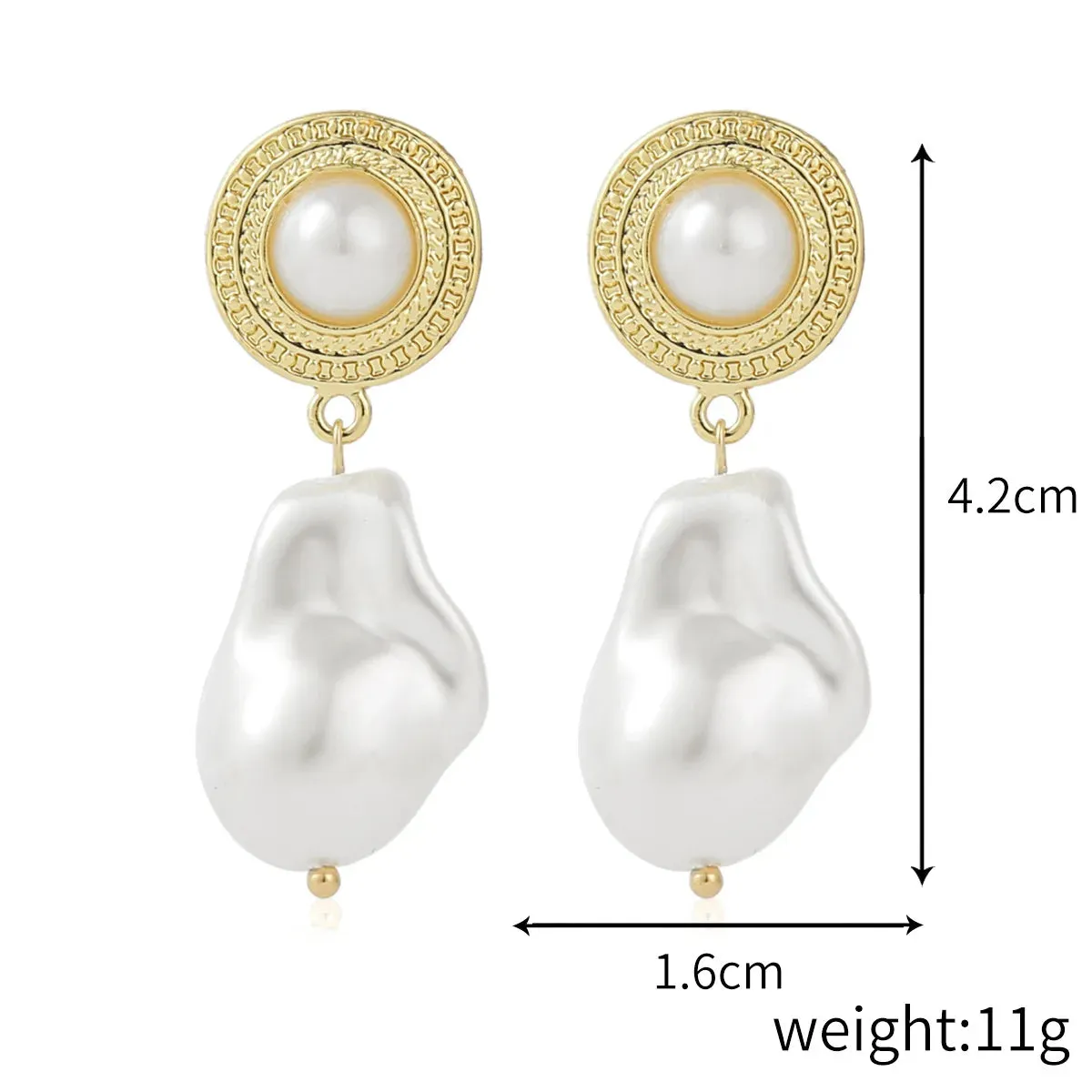 Circle Earrings For Women Vintage Punk Baroque Pearl Earrings Stainless Steel Ear Clip Women Jewelry Imitation Pearl
