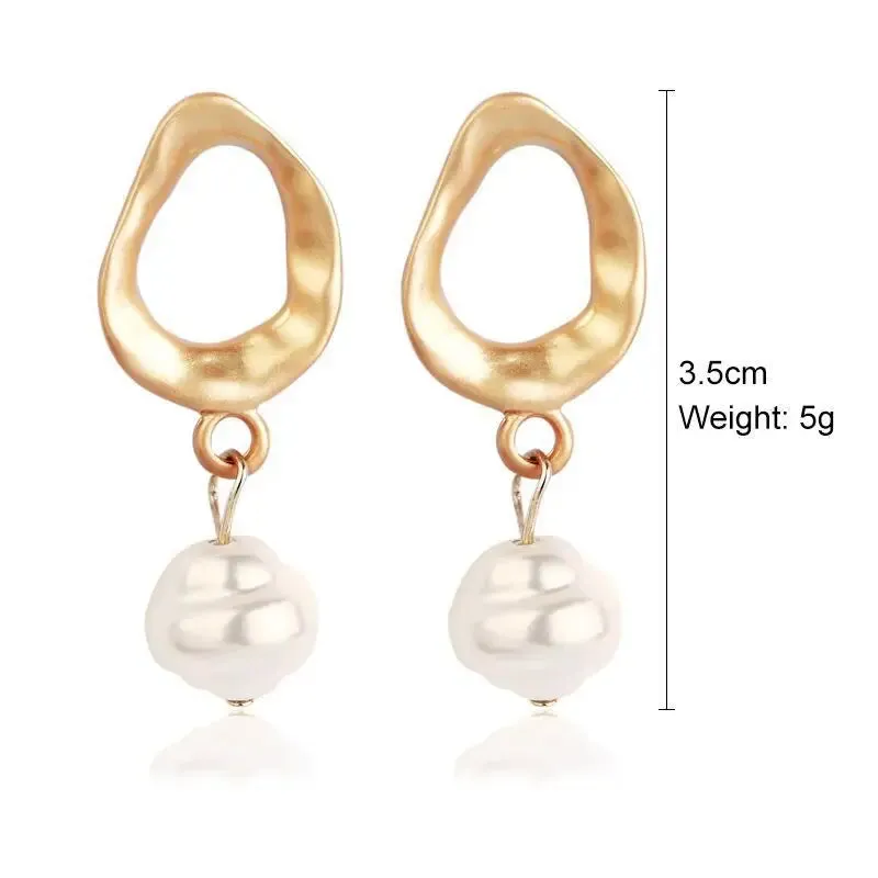 Circle Earrings For Women Vintage Punk Baroque Pearl Earrings Stainless Steel Ear Clip Women Jewelry Imitation Pearl
