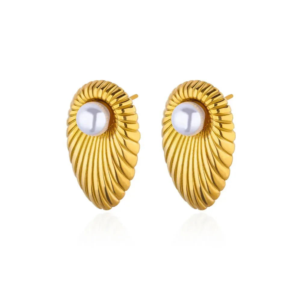 Circle Earrings For Women Vintage Punk Baroque Pearl Earrings Stainless Steel Ear Clip Women Jewelry Imitation Pearl