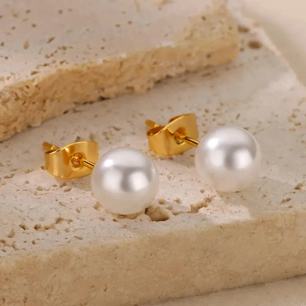 Circle Earrings For Women Vintage Punk Baroque Pearl Earrings Stainless Steel Ear Clip Women Jewelry Imitation Pearl