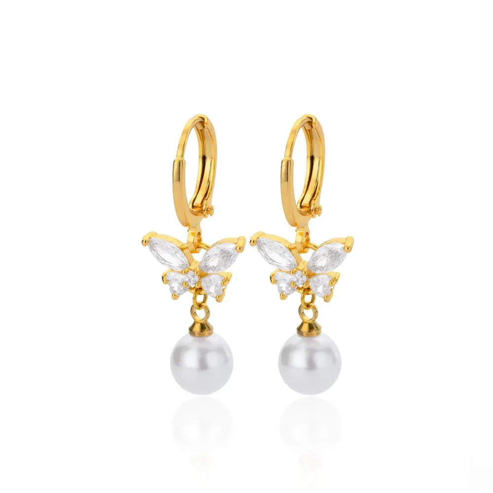 Circle Earrings For Women Vintage Punk Baroque Pearl Earrings Stainless Steel Ear Clip Women Jewelry Imitation Pearl
