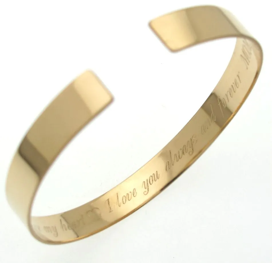 Circle Monogram Gold Cuff Bracelet, Custom Initials Engraved Bangle for her