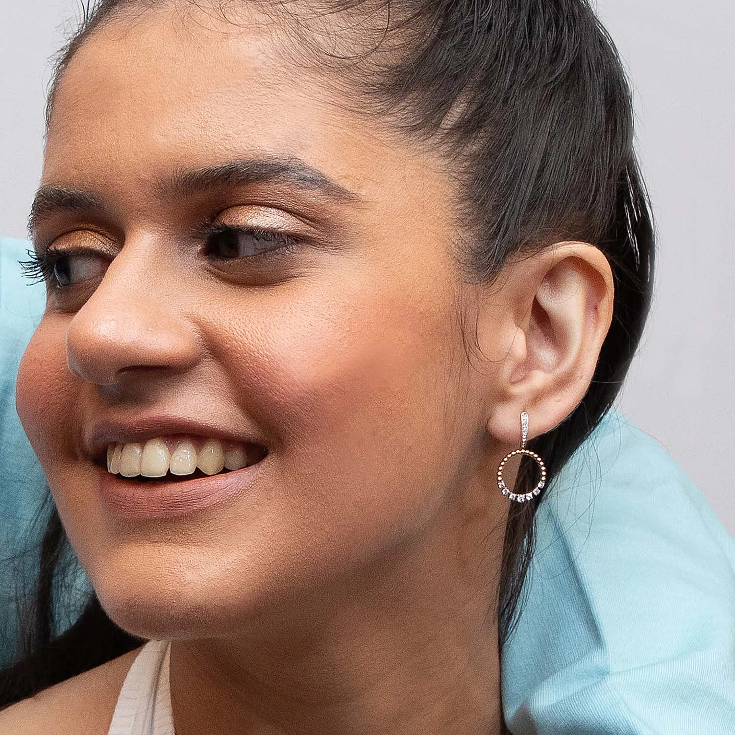 Circular Bubble Diamond Dangler Earrings