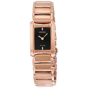 Citizen Rose Gold-tone Case Black Dial Eco-Drive Ladies Watch EG2976-57W