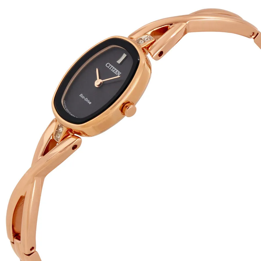Citizen Silhouette Rose Gold-tone Case Black Dial Ladies Watch EX1413-55E