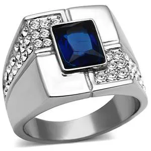 CJG1001 Wholesale High Polished Stainless Steel Asscher Cut Synthetic Men's Fashion Ring