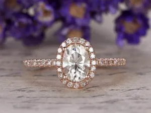 Classic Oval Cut 1.50 Ct Moissanite Diamond Halo Wedding Ring With 18k Gold Plating