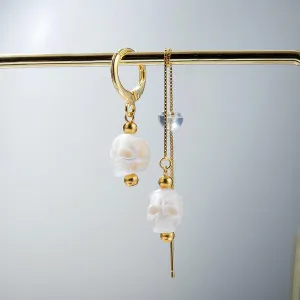 Classic Pearl Skull Hoop Clasp & Threader Earrings