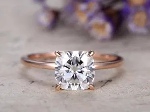 Classic Solitaire Princess Cut 1 Carat Moissanite Engagement Ring in 10k Rose Gold
