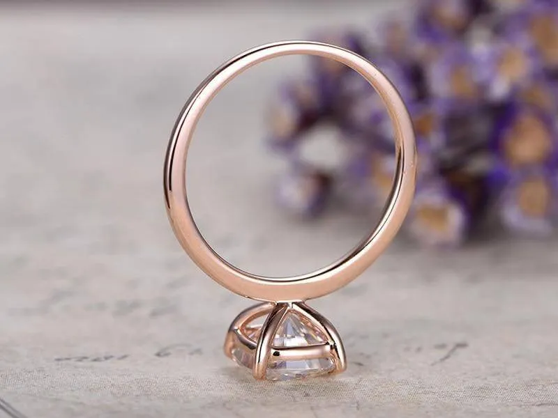 Classic Solitaire Princess Cut 1 Carat Moissanite Engagement Ring in 10k Rose Gold