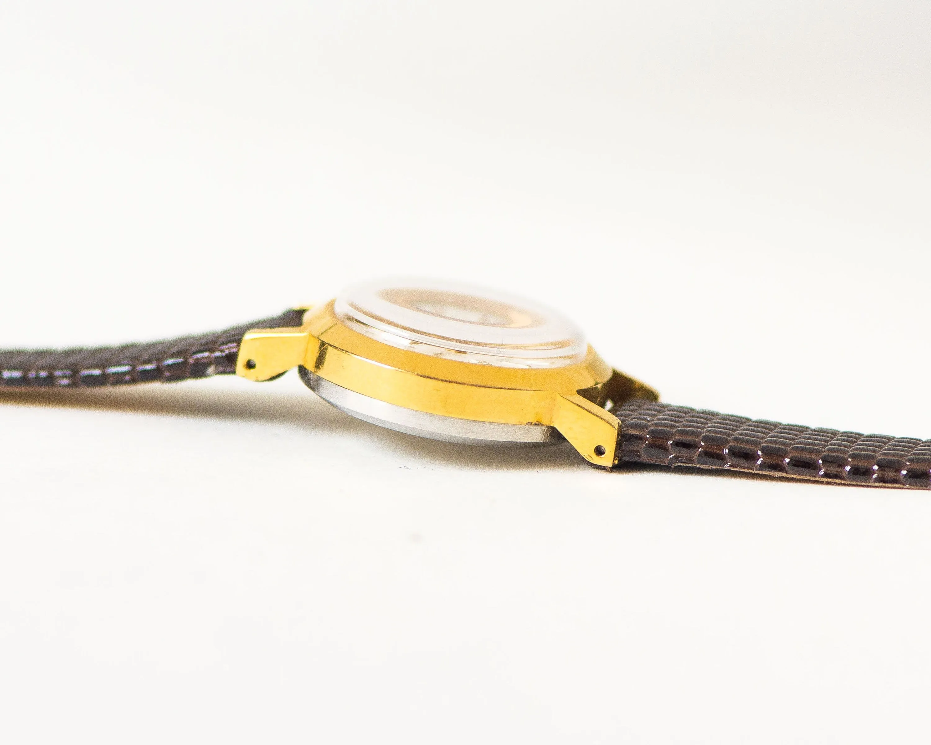 Classic women's watch Dawn gold plated, mint condition women's watch vintage 60s, minimalist watch petite jewelry gift, new leather strap