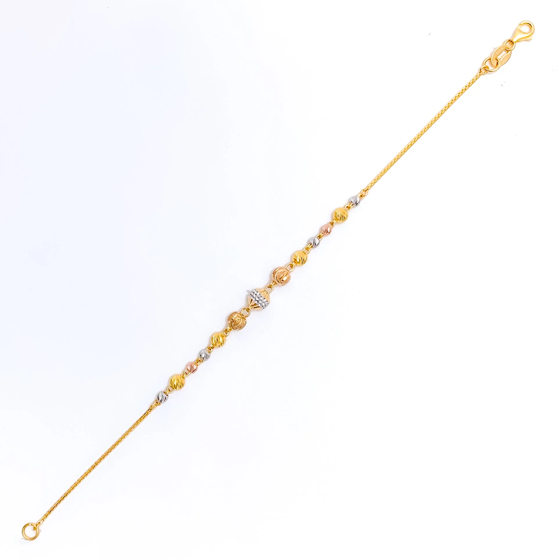 Classy Three-Tone 22k Gold Orb Bracelet