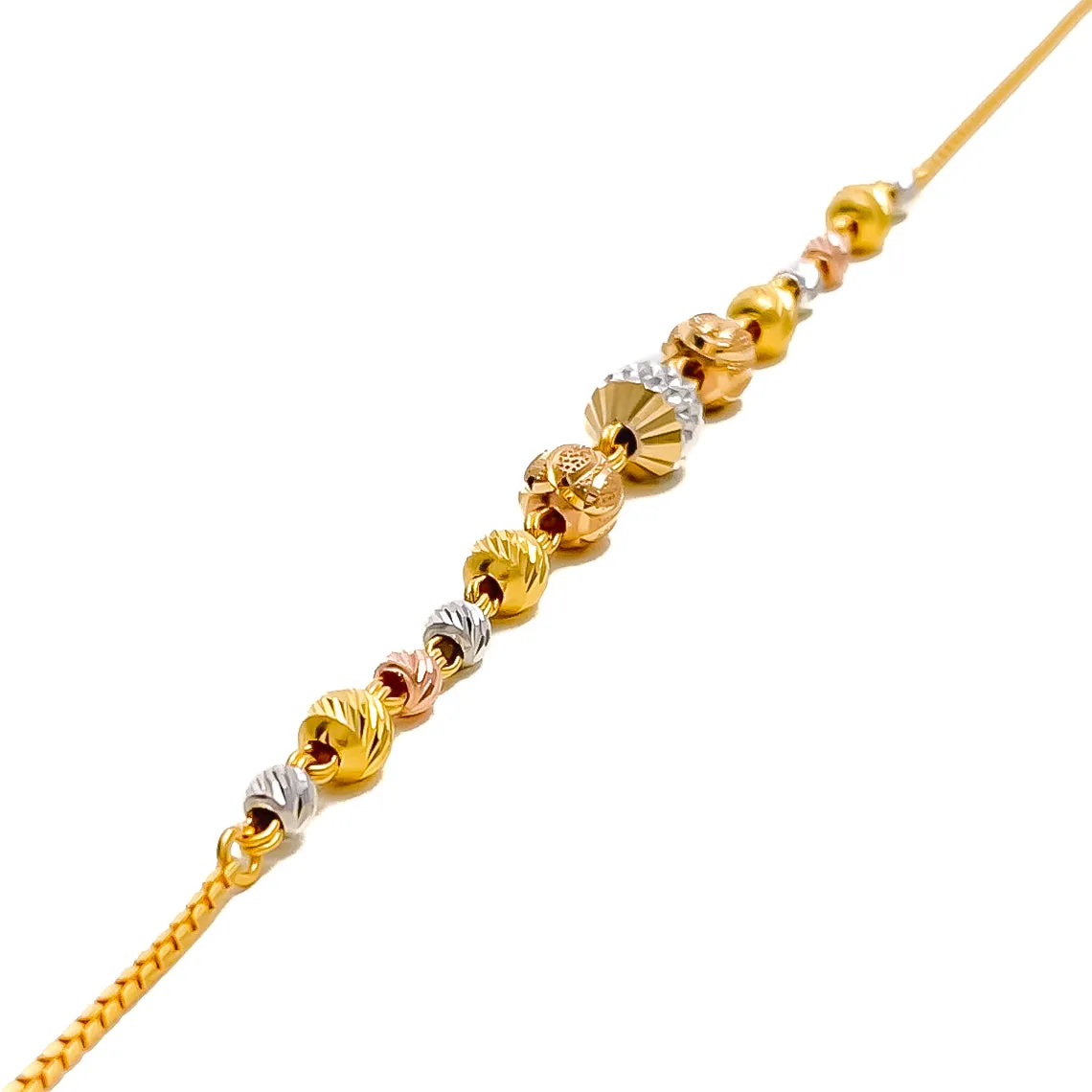 Classy Three-Tone 22k Gold Orb Bracelet