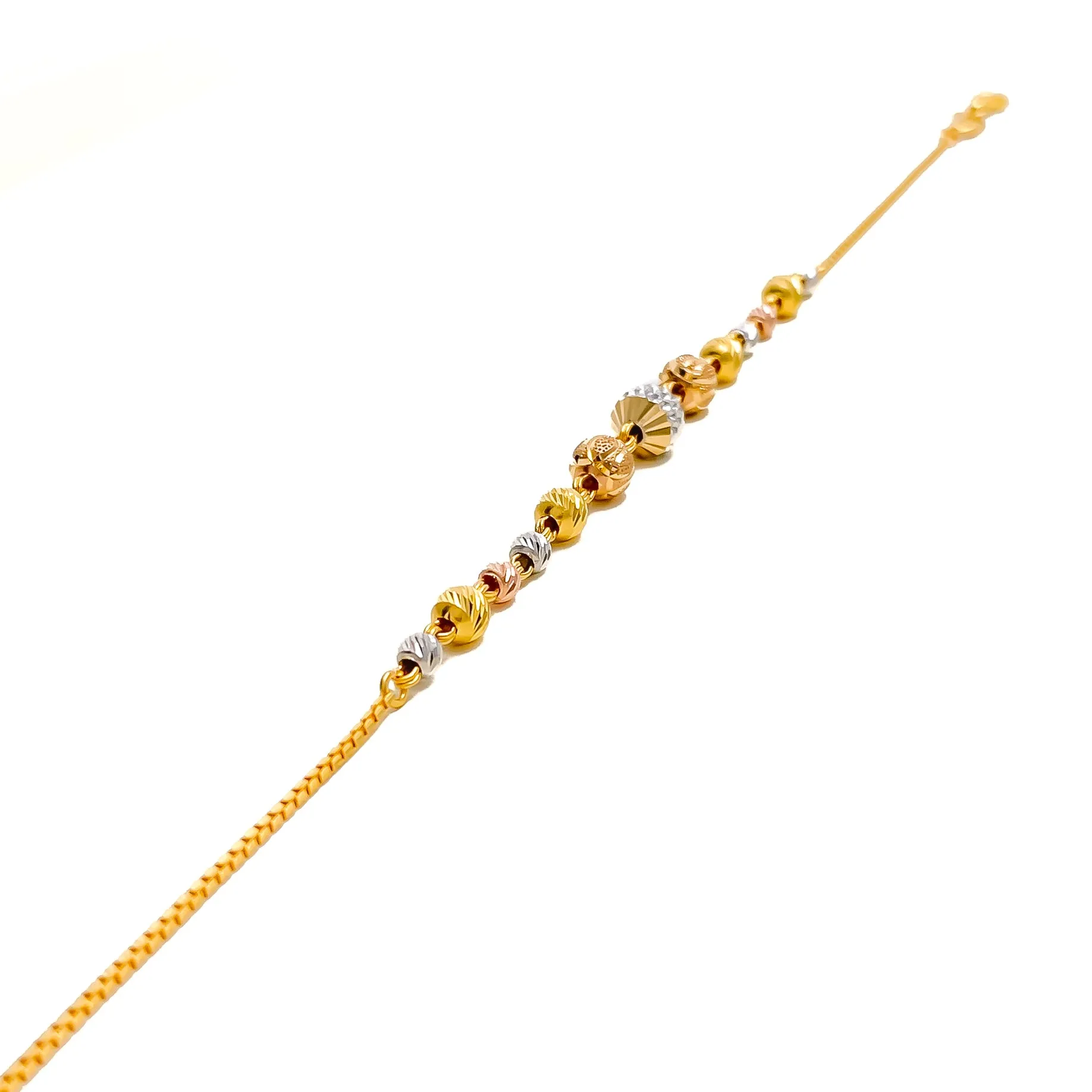 Classy Three-Tone 22k Gold Orb Bracelet