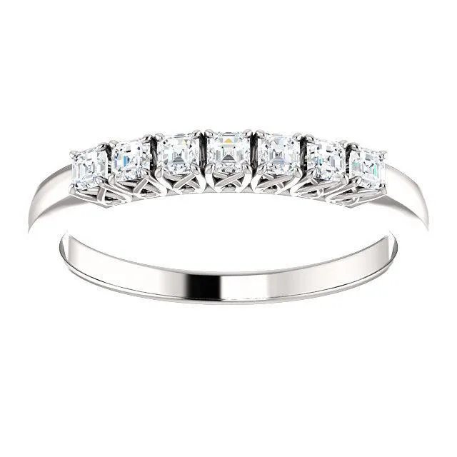 Clover Asscher Moissanite Design Basket Anniversary Band