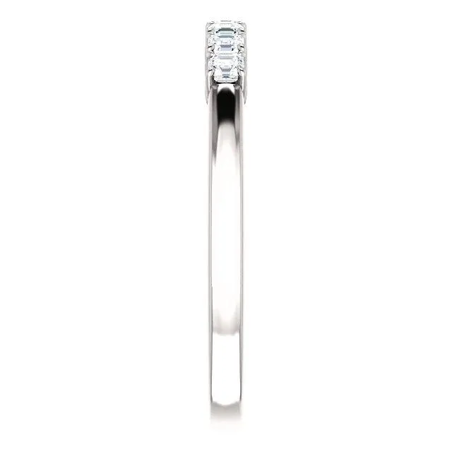 Clover Asscher Moissanite Design Basket Anniversary Band