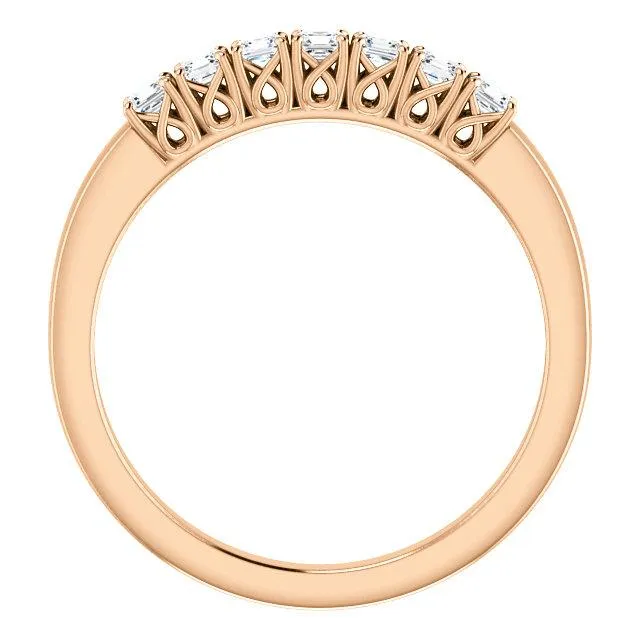 Clover Asscher Moissanite Design Basket Anniversary Band