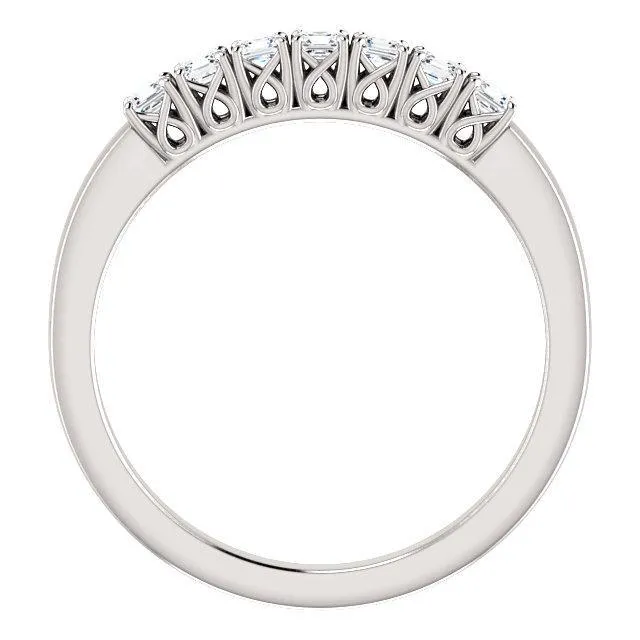 Clover Asscher Moissanite Design Basket Anniversary Band