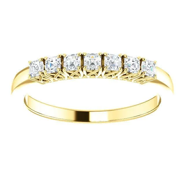 Clover Asscher Moissanite Design Basket Anniversary Band