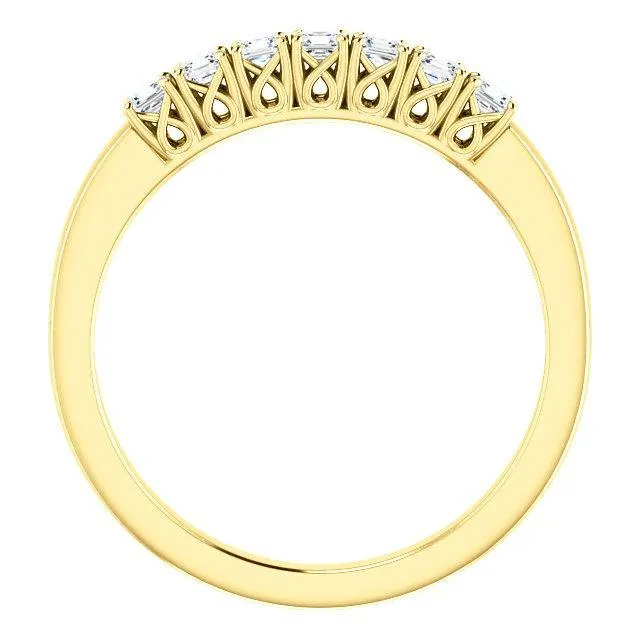 Clover Asscher Moissanite Design Basket Anniversary Band