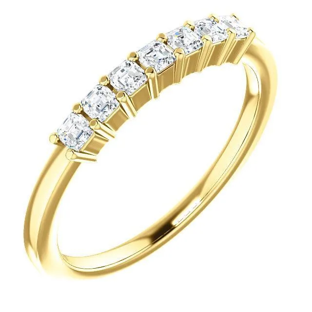 Clover Asscher Moissanite Shared Prongs Anniversary Band