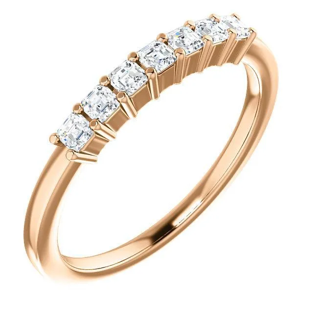 Clover Asscher Moissanite Shared Prongs Anniversary Band