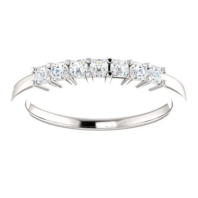 Clover Asscher Moissanite Shared Prongs Anniversary Band